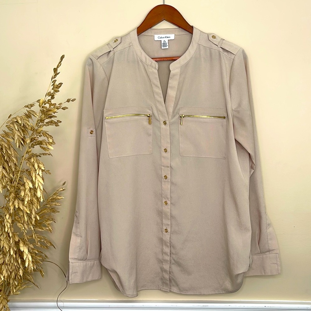 Calvin Klein Light Women Blouse with front zipper pocket